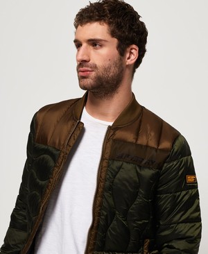 Superdry Convex Mixed Quilt Bomber Férfi Kabát Olivazöld | UXCJB6318